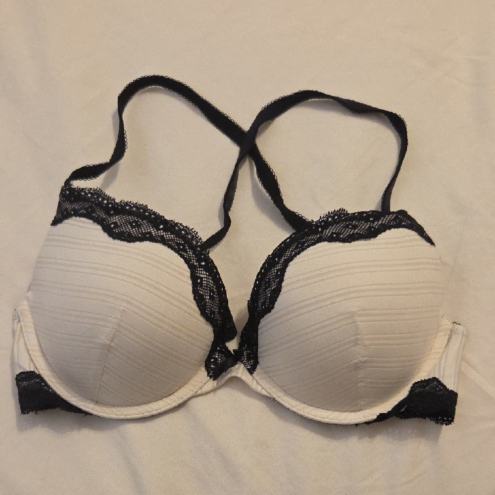 Ambrielle Cream and Black Lace Bra